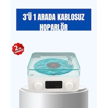 Retro Tasarımlı Gece Lambalı Bluetooth Hoparlör - Saat Ve Pil Göstergeli