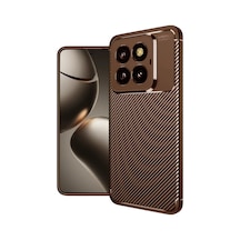 Newface Xiaomi Mi 14t Pro Kılıf Auto Focus Karbon Kapak - Kahverengi Newface Xiaomi Mi 14t Pro Kılıf Auto Focus Karbon Kapak - Kahverengi