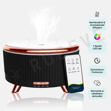 Robeve 500 Ml Uzaktan Kumandalı Aroma Difüzörü Hava Nemlendirici Buhar Makinesi 7 Renk Led Işıklı, 3 Sis Modlu Hava Nemlendirici Sessiz Çalışan, Zaman Ayarlı & Otomatik Kapanmalı Difüzör