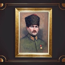 Altın Varaklı Çerçeveli Paspartulu Atatürk Tablo Hk1183