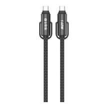 S-link Armor Boyun Askılı Ac-01 60w 1.2m Type-c To Type-c Örgülü Metal Başlıklı Siyah Şarj Kablosu