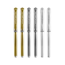 Signo Pen Geniş Metalik Jel Mürekkep Rollerball - Metal 1 Mm Uç Ucu 0,65 Mm Kauçuk Saplı Çizgi Çok Renkli