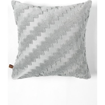 Jakarlı Kırlent 43X43 Cm Zigzag Gri