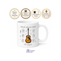 Akor Temalı Gitarist Kupası Özel Baskılı Porselen Kupa Bardak Hediye Beyaz / Çok Renkli