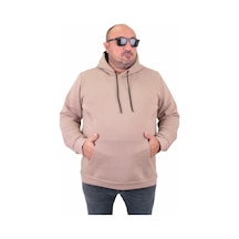 Moc Grande Mocgrande Büyük Beden Erkek Basic Sweat Kapüşonlu 11700 Toprak-Toprak