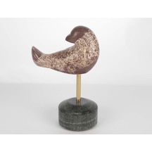 Mermer Metal Çubuk Kuş Obje 14x22cm