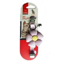 Çıngıraklı Çiçekli Kedi Boyun Tasması 23-35 Cm Lila