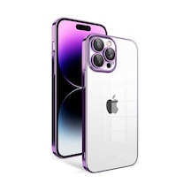 Apple Uyumlu iPhone 12 Pro Max ile Kapak Lens Korumalı Arkası Şeffaf Sert Mika Kapak - Mavi