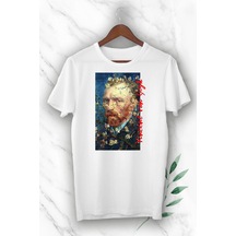 Flood Of Style Unısex Beyaz Art Van Gogh Portre Baskılı Tişört