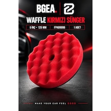Bgea Waffle Kırmızı Polisaj Süngeri 5 İnç 125 Mm Cırtlı Pasta Cila Pedi 1 Adet Fpad9096
