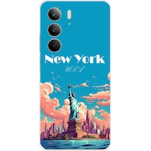 Realme C75 Uyumlu Özgürlük Heykeli New York Baskılı Silikon Kılıf Renkli