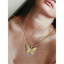 Pinery Jewels Zirkon Taşlı Kelebek Kararmaz Çelik Kadın Gold Kolye Altın Pinery Jewels Zirkon Taşlı Kelebek Kararmaz Çelik Kadın Gold Kolye Altın