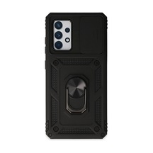 Samsung Galaxy A72 Kılıf Pars Lens Yüzüklü Silikon - Siyah 0.2M-Çok Renkli