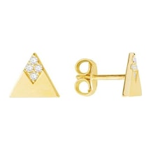 Goldkupe 14 Ayar Altın Üçgen Taşlı Küpe 1,10 Gr-1397