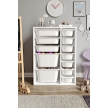 %100 Mdf - Medium Duo 12 Sepetli Oyuncak Dolabı Beyaz