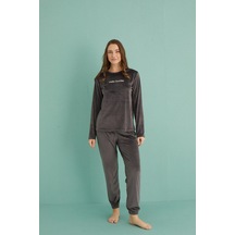 Gd Goldoremi 13164-5 Kadın Hello Sunday Kadife Uzun Kol Pijama Takım 001