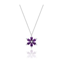Silvera Telkari Ametist Taşlı Lotus Çiçeği 925 Ayar Gümüş Kolye St030 Gümüş
