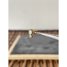 Yüksek Kalite G23 Titanium Güneş Beyaz Opal Zirkon Altın Titanyum 6 X 1.2 MM Labret Piercing Altın
