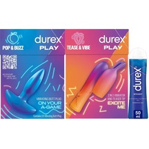Durex Titreşimli Anal Plug Tıkaç + 2si1 Arada Titreşimli Vibratör & Uyarıcı Başlık + Play Hisset Jel 50 ML