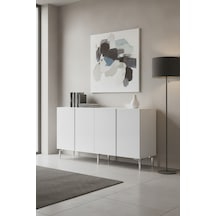 Ka1524bs Poli Konsol Ve Tv Sehpası Beyaz-silver 150cm Beyaz - Gümüş