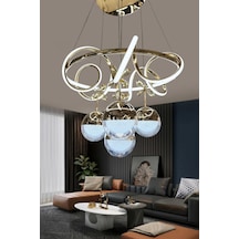 Kuzey İthal Küre 4 Toplu Led Avize - - Kumandalı / Gold Gold