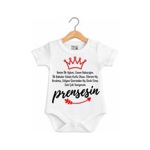 Babylimon Ilk Babalar Günün Prensesin Desenli Çıtçıtlı Body Beyaz - 936542313 Beyaz