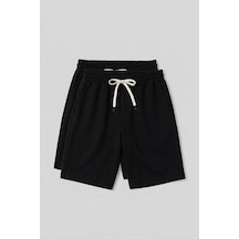 TOMMYLIFE Standart Fit 2li Paket Siyah Erkek Şort - 81314