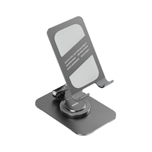 Taşınabilir Katlanabilir 360 Derece Dönebilen Telefon Ve Tablet Standı Metal Uzay Grisi