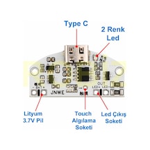 Type C Usb Besleme Dokunmatik Led Dimmer Modül 3.7v Lion Lityum Pil Şarj 3w Parlaklık Kontrol Anaht