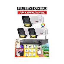 3 Kameralı 9 Led Renkli Gece Görüşlü Fullhd Güvenlik Kamerası Seti - Cepten İzle - Nohdd