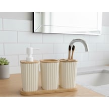 Safir Bambu 3'lü Set Beyaz Beyaz