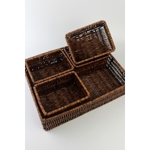 5 Li Rattan Bölmeli Organizer Kutu