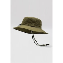 Külah Kadın Haki Outdoor Şapka İpli Bucket Safari Şapkası - Standart Haki