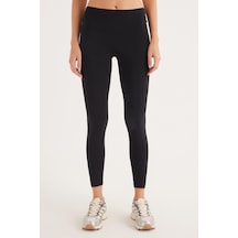 Tudors Kadın Süper Slim Beli Lastikli İnterlok Standart Boy Normal Siyah Tayt-33526 siyah
