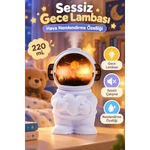 Exenar - Beyaz - Çocuk Odası Nemlendirci Gece Lambası Astronot Tasarımlı Hava Nemlendirici 220 Ml İnce Buhar Teknolojili Dekoratif