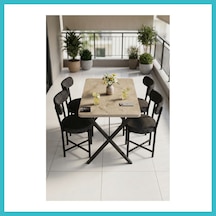 Bezos Mutfak Masası 4 Sandalyeli Set 110x70 Cm Modern Bahçe Cafe Masa Takımı 4 Kişilik Tedy 9883 Anstrasit Dfnbez Çok Renkli