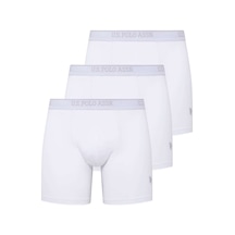 U.S. Polo Assn. Erkek Beyaz 3 Lü Uzun Paçalı Boxer 80454Y