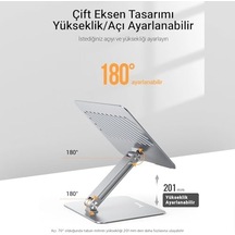 Alüminyum Notebook Standı Yükseklik Ve Eğim Ayarlı Ergonomik Metal Laptop Standı 11-17 İnch Arası Notebook Dizüstü Bilgisayar Standı, Ayarlanabilir