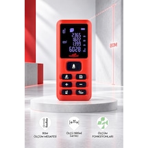 Dawrek E50 Lazer Mesafe Ölçer 80 Metre Dijital Hassas Ölçüm Cihazı Çok Fonksiyonlu Kırmızı
