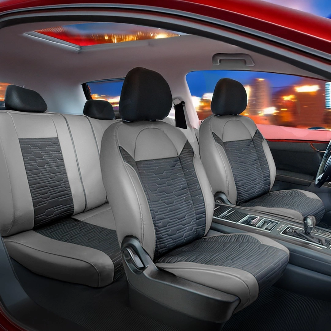 Tata Indica Yarı Deri Oto Koltuk Kılıfı Ön Arka Set Gri Siyah Scr
