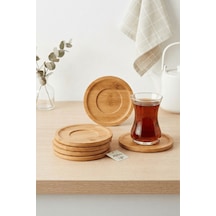 6 Lı Bambu Yuvarlak Çay Tabağı Bardak Altlığı Takımı Seti Mıt1374