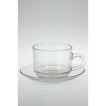 Puretea 12 Parça Cam Çay Seti 210 Ml Bardak & Tabak Beyaz