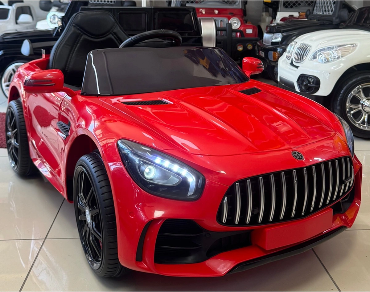 12v Mercedes Gtr Akülü Araba 1-4 Yaş, Uzaktan Kumandalı, Led Işıklı Kırmızı