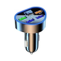 Uyuxıo Usb C Araç Şarj Adaptörü 5'i 1 Arada Gerilim Göstergesi İle Süper Hızlı Car Charger