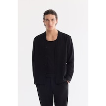 Avva Erkek Siyah V Yaka Nefes Alan Soft Touch Comfort Fit Gömlek A61y2106