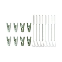 Ikea Slibb Yeşil Mandal Seti, Halka İle Asma Aparatı, 8'li Set, 10 Cm, Çamaşır Mandalı Çok Renkli