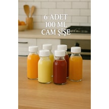 6 Adet 100 Ml Kilitli Beyaz Kapaklı Şeffaf Detox Shot Şişesi 100 Cc Ginger Şat Beyaz Cam Şişe Beyaz - Şeffaf
