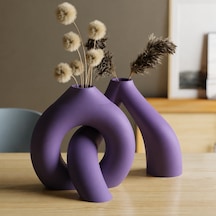 3d Baskı Interlocking Vazo - İç İçe Geçen Dekoratif Vazo-mor Çok Renkli
