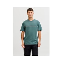 Jack & Jones Jack Jones Erkek Kabartma Yazı Desenli Tişört 12289936 North Atlantic