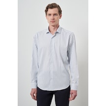 Morven Erkek A-beyaz Trend Çizgili Slim Fit İtalyan Yaka Gömlek 25mc004050601 A-beyaz A-beyaz